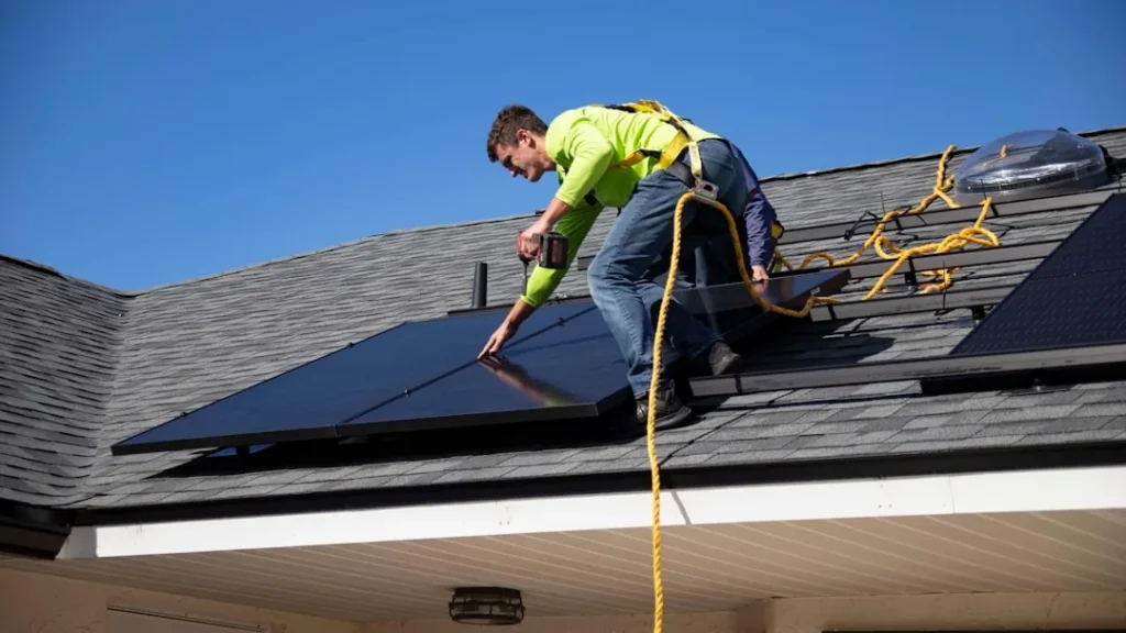 Painel solar instalado em telhado residencial representando o conceito de reenergia com fontes renováveis