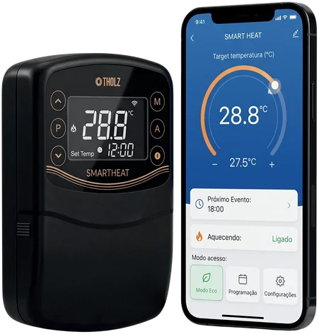 Controlador digital com Wi-Fi e aplicativo no celular para o aquecedor solar