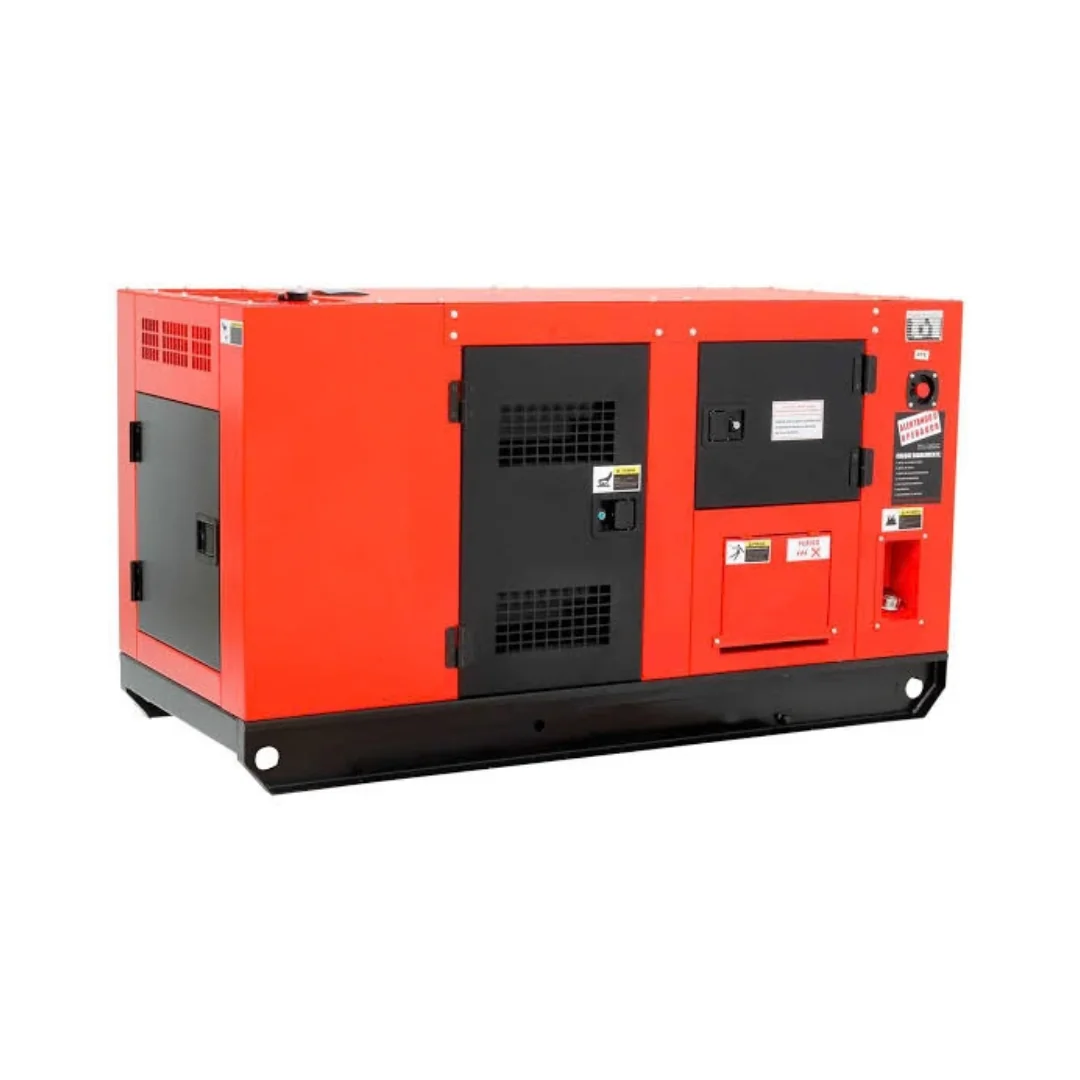 gerador de energia solar — Gerador a diesel silenciado em cabine vermelha